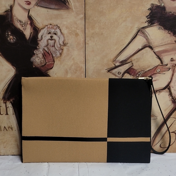 Rothy\'s Black and Tan Checkered Clutch
